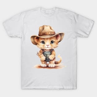 African Lion Wearing a Cowboy Hat T-Shirt